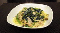 ホウレン草とキノコのクリームパスタ